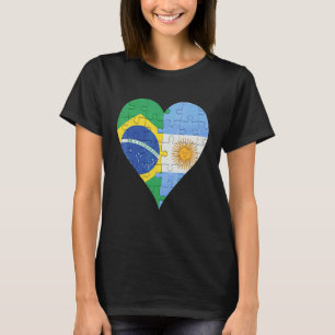 Camiseta Coração da Bandeira argentina brasileira