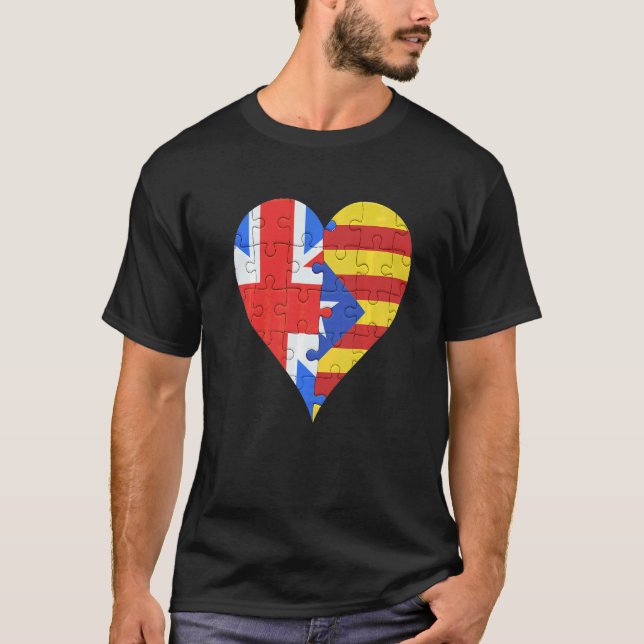 Camiseta Coração da Bandeira Catalã Britânica (Frente)