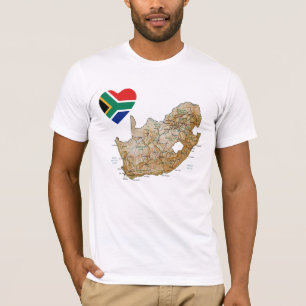 Camiseta Coração da bandeira de África do Sul e t-shirt 