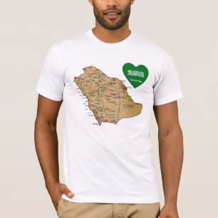 Camiseta Coração da bandeira de Arábia Saudita e t-shirt