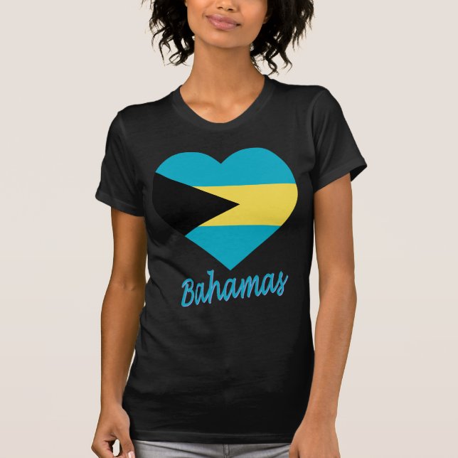 Camiseta Coração da bandeira de Bahamas (Frente)