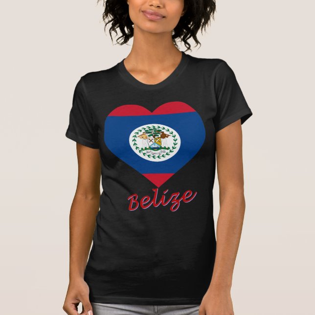 Camiseta Coração da bandeira de Belize (Frente)
