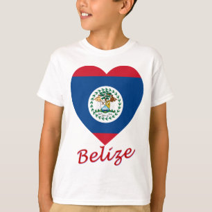 Camiseta Coração da bandeira de Belize