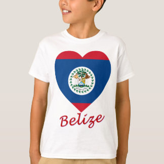 Camiseta Coração da bandeira de Belize