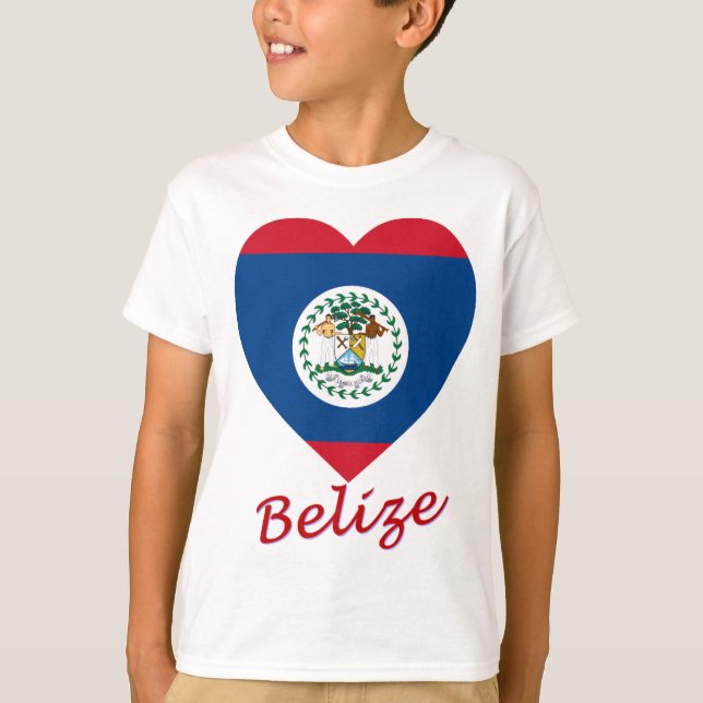 Camiseta Coração da bandeira de Belize (Frente)