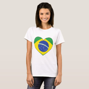 Camiseta Coração da bandeira de Brasil