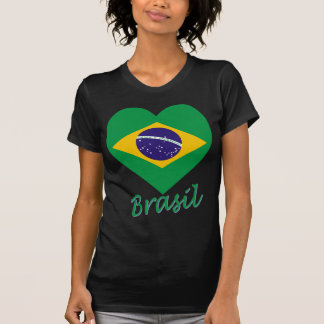 Camiseta Coração da bandeira de Brasil