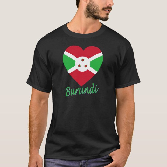 Camiseta Coração da bandeira de Burundi (Frente)