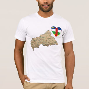 Camiseta Coração da bandeira de Centrafrique e t-shirt do