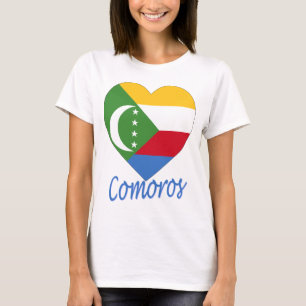 Camiseta Coração da bandeira de Cômoros