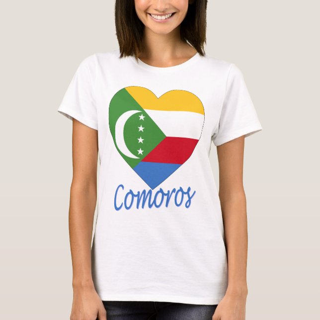 Camiseta Coração da bandeira de Cômoros (Frente)