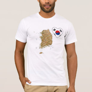 Camiseta Coração da bandeira de Coreia do Sul e t-shirt d