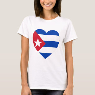 Camiseta Coração da bandeira de Cuba