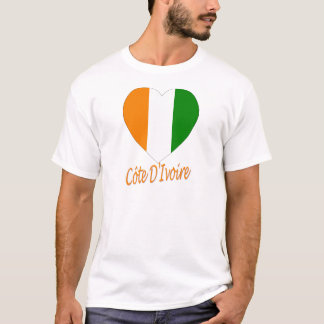 Camiseta Coração da bandeira de D'Ivoire da costa