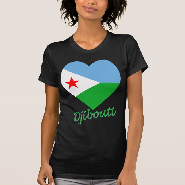 Camiseta Coração da bandeira de Djibouti (Frente)