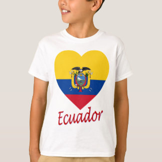 Camiseta Coração da bandeira de Equador