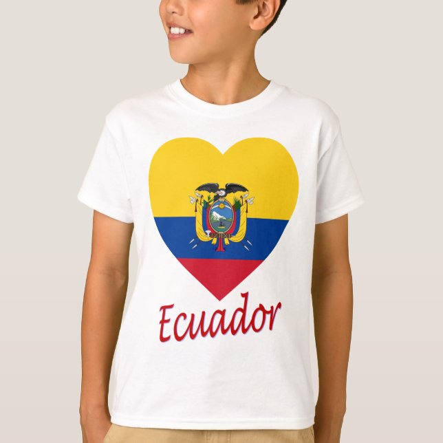 Camiseta Coração da bandeira de Equador (Frente)