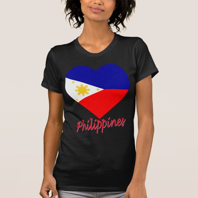 Camiseta Coração da bandeira de Filipinas (Frente)