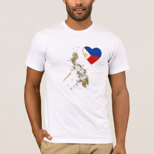 Camiseta Coração da bandeira de Filipinas e t-shirt do ma