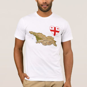Camiseta Coração da bandeira de Geórgia e t-shirt do map