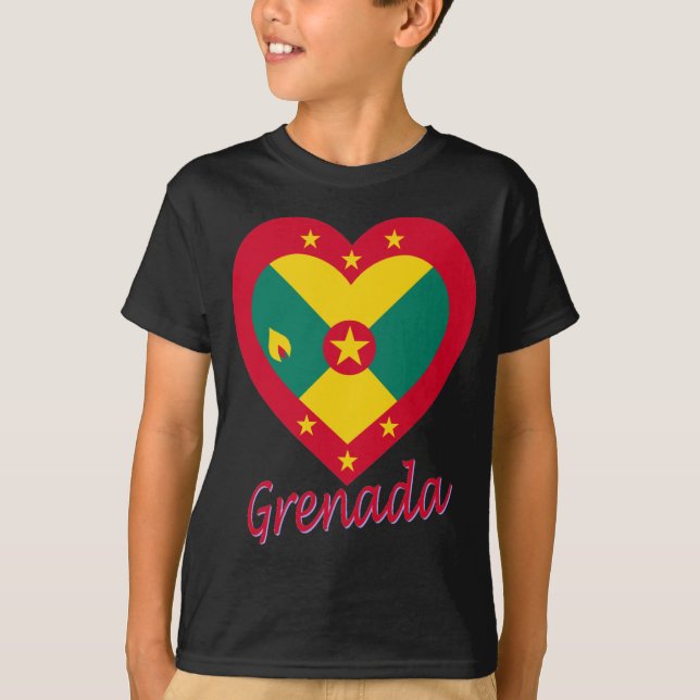 Camiseta Coração da bandeira de Grenada (Frente)