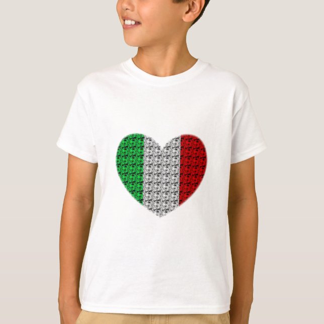 Camiseta Coração da bandeira de Italia (Frente)