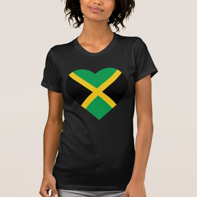 Camiseta Coração da bandeira de Jamaica (Frente)