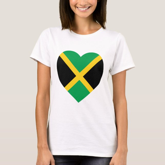 Camiseta Coração da bandeira de Jamaica (Frente)