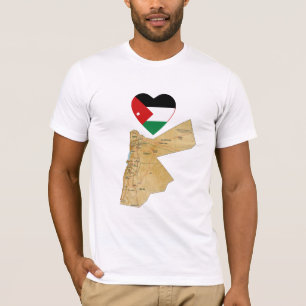 Camiseta Coração da bandeira de Jordão e t-shirt do mapa