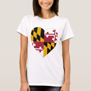 Camiseta Coração da bandeira de Maryland