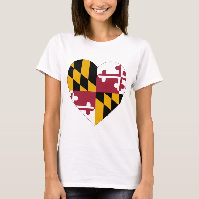 Camiseta Coração da bandeira de Maryland (Frente)