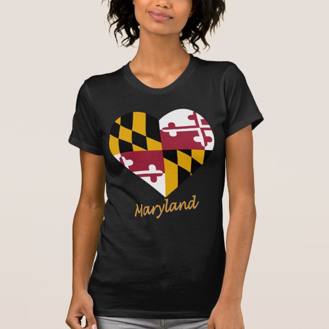 Camiseta Coração da bandeira de Maryland (Frente)