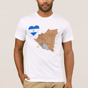 Camiseta Coração da bandeira de Nicarágua e t-shirt do m