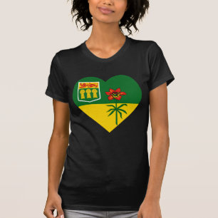 Camiseta Coração da bandeira de Saskatchewan