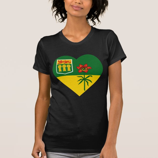 Camiseta Coração da bandeira de Saskatchewan (Frente)