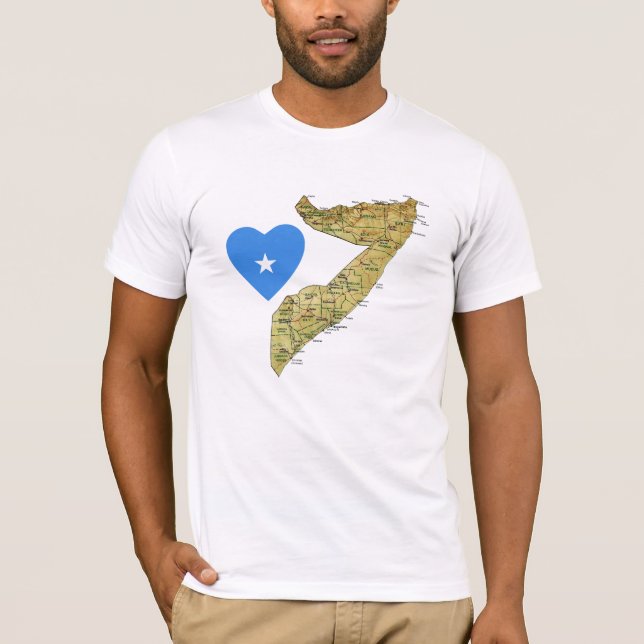 Camiseta Coração da bandeira de Somália e t-shirt do mapa (Frente)