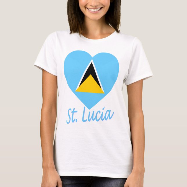 Camiseta Coração da bandeira de St Lucia (Frente)
