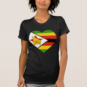 Camiseta Coração da bandeira de Zimbabwe
