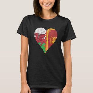 Camiseta Coração da Bandeira do Galês do Sri Lanka