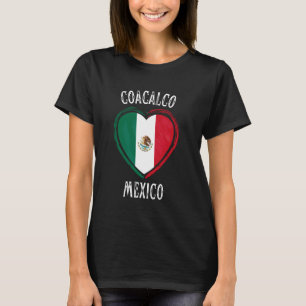 Camiseta Coração da Bandeira do México Cidade Coacalco