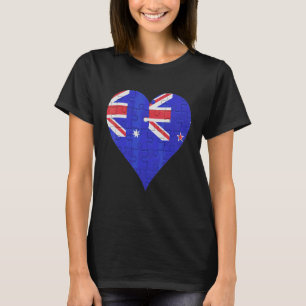 Camiseta Coração da Bandeira do New Zealander Australiano