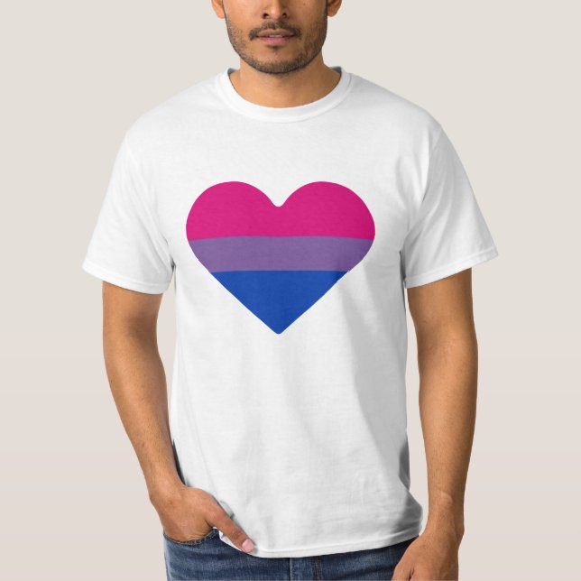 Camiseta Coração da Bandeira do Orgulho Bissexual (Frente)