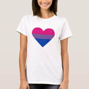 Camiseta Coração da Bandeira do Orgulho Bissexual