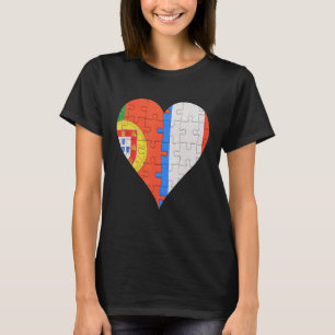 Camiseta Coração da Bandeira Francesa Portuguesa