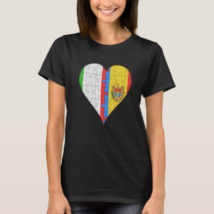 Camiseta Coração da Bandeira Italiana Moldava