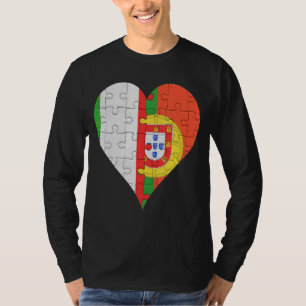 Camiseta Coração da Bandeira italiana portuguesa