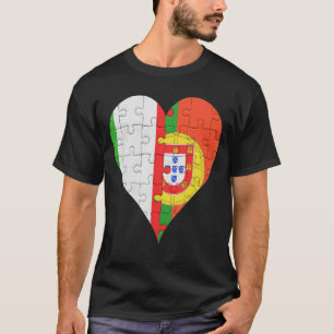 Camiseta Coração da Bandeira italiana portuguesa