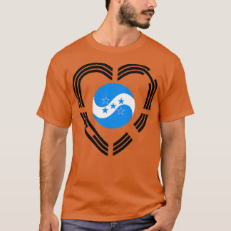 Camiseta Coração da Bandeira Multinacional Hondurenha Corea