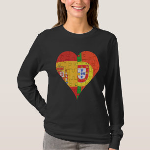 Camiseta Coração da Bandeira Portuguesa Espanhola
