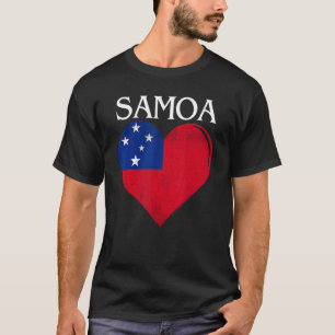 Camiseta Coração da Bandeira Vintage Samoa Para Samoano